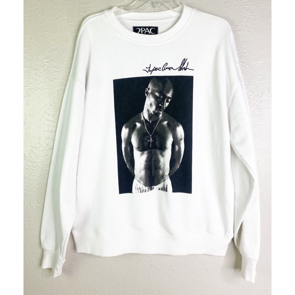 TUPAC 2PAC Large SHAKUR Facsimile Signature Adult Hip Hop Pullover Sweatshirt